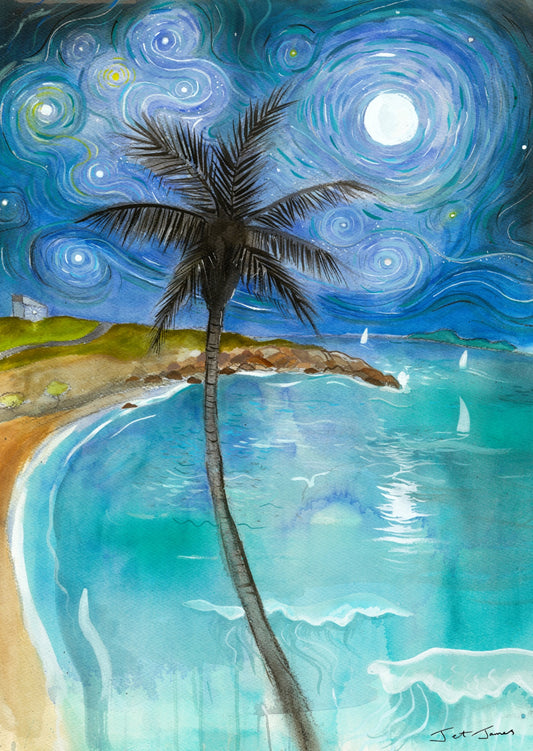 'Starry Blue Palm' Fine Art Print