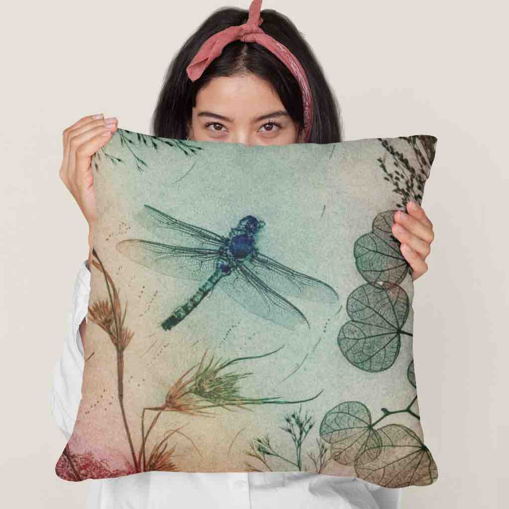 Rustic Dragonfly Cushion Cover