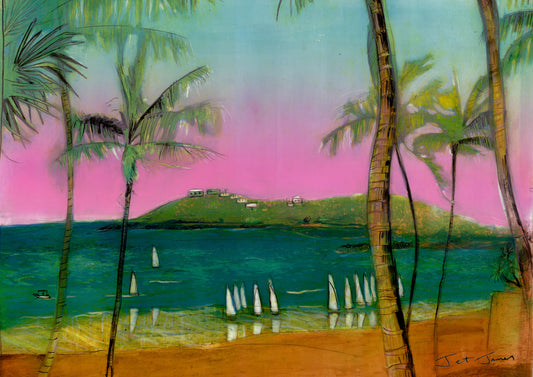 'Yeppoon Main Beach (View Through The Palms)' Fine Art Print