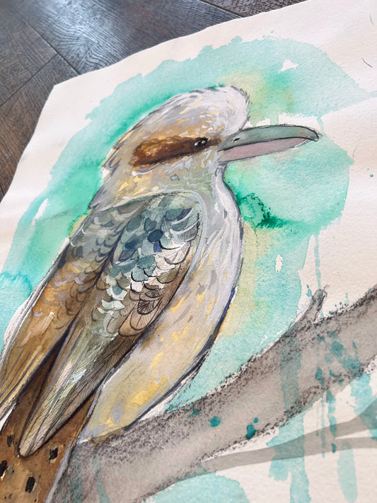 Kookaburra from the Balcony - Original Watercolour Artwork