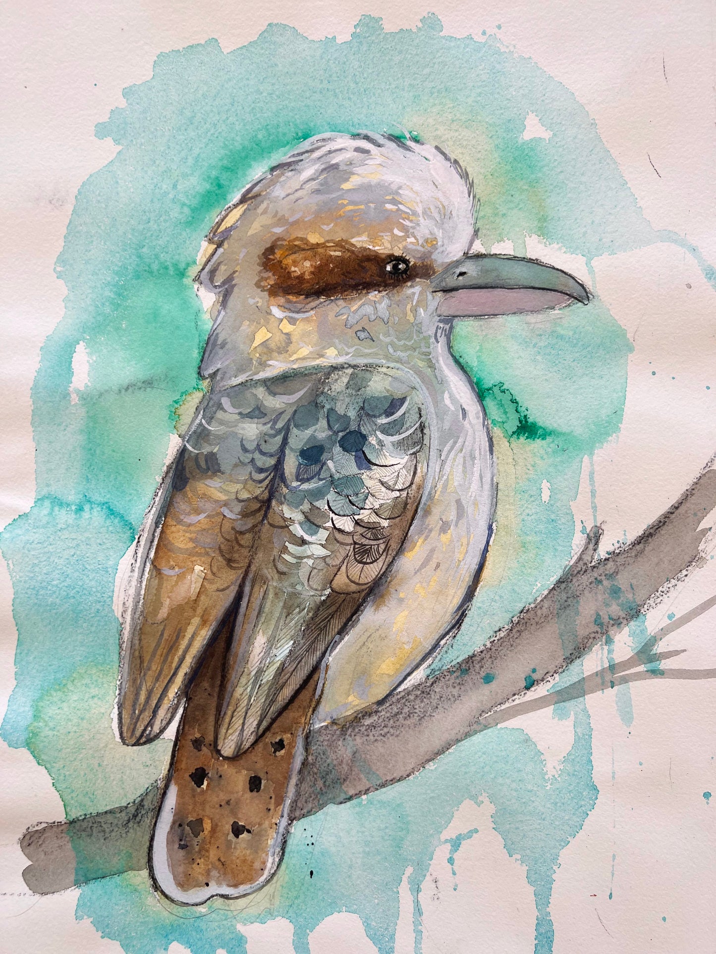 Kookaburra from the Balcony - Original Watercolour Artwork