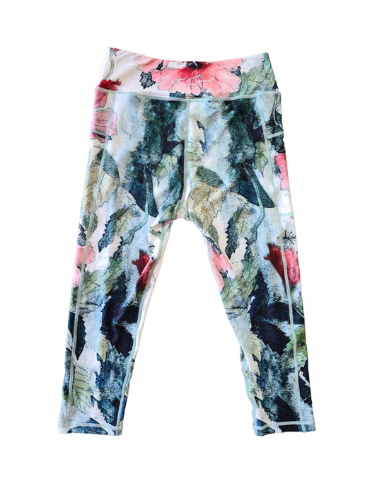 3/4 Length 'Hibiscus' Leggings