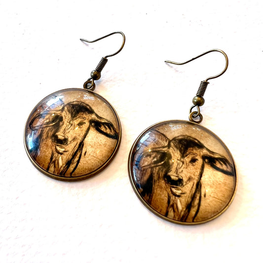 Glass Drop Earring - Brown Calf Bronze