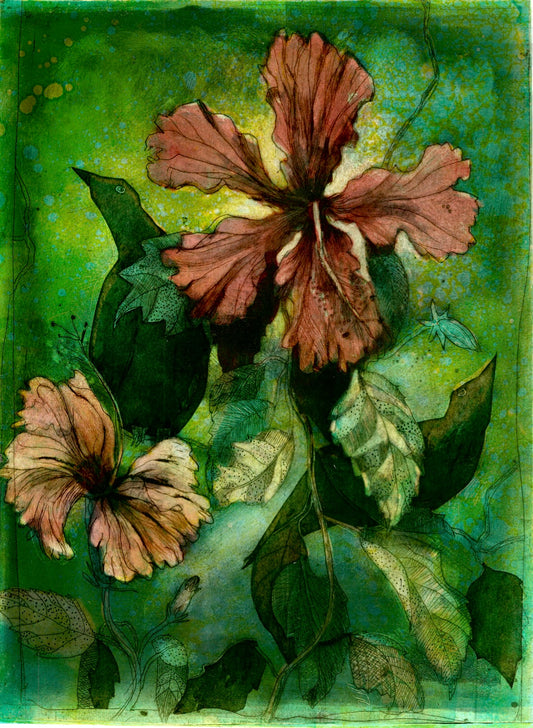 ‘Birds and the Hibiscus’ Fine Art Print