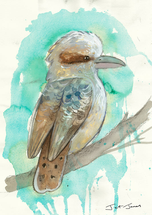 'Watercolour Kookaburra' Fine Art Print