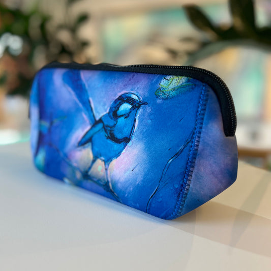 Blue Wren  neoprene pouch bag