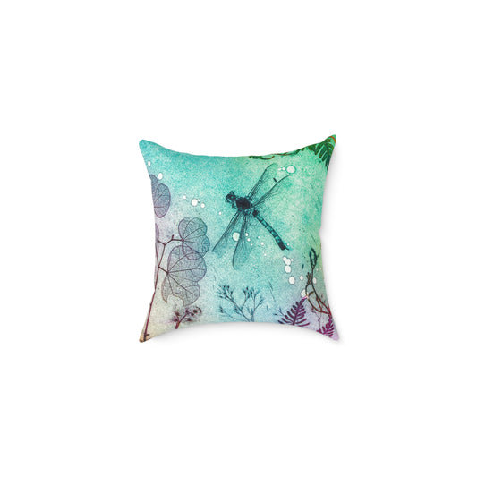 Ocean Dragonfly Square Poly Canvas Pillow