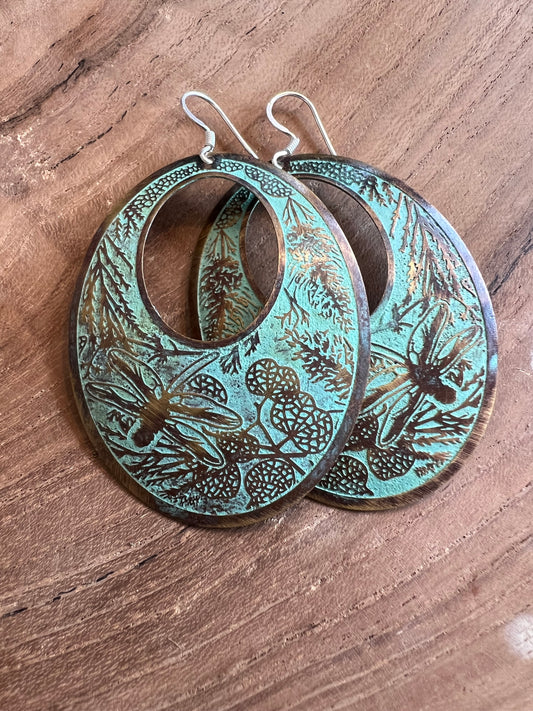Etched Dragonfly Earrings