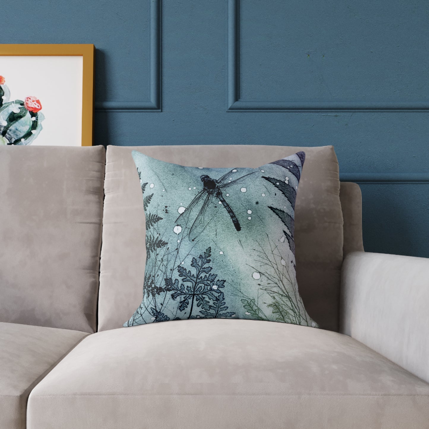 Dark Dragonfly Square Poly Canvas Pillow by Jet James