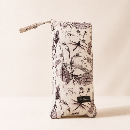Purple Dragonfly + Black and White Leaf Essence Sand-Free Beach Towel