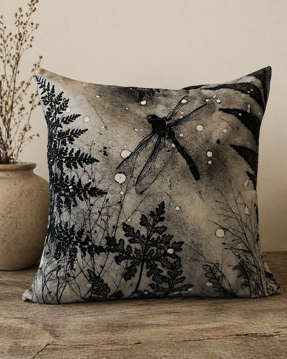 Dark Dragonfly Cushion Cover