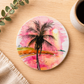 Pink Palm Ceramic Coaster