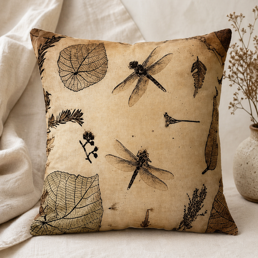Brown Dragonfly Cushion Cover