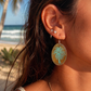 Etched Brass Metal Earrings - Palm Tree