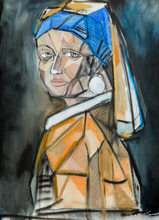 Cubist Girl with a Pearl Earring Fine Art Print