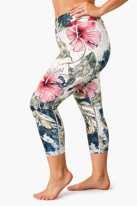 3/4 Length 'Hibiscus' Leggings