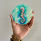 Pink Seahorse Ceramic Coaster