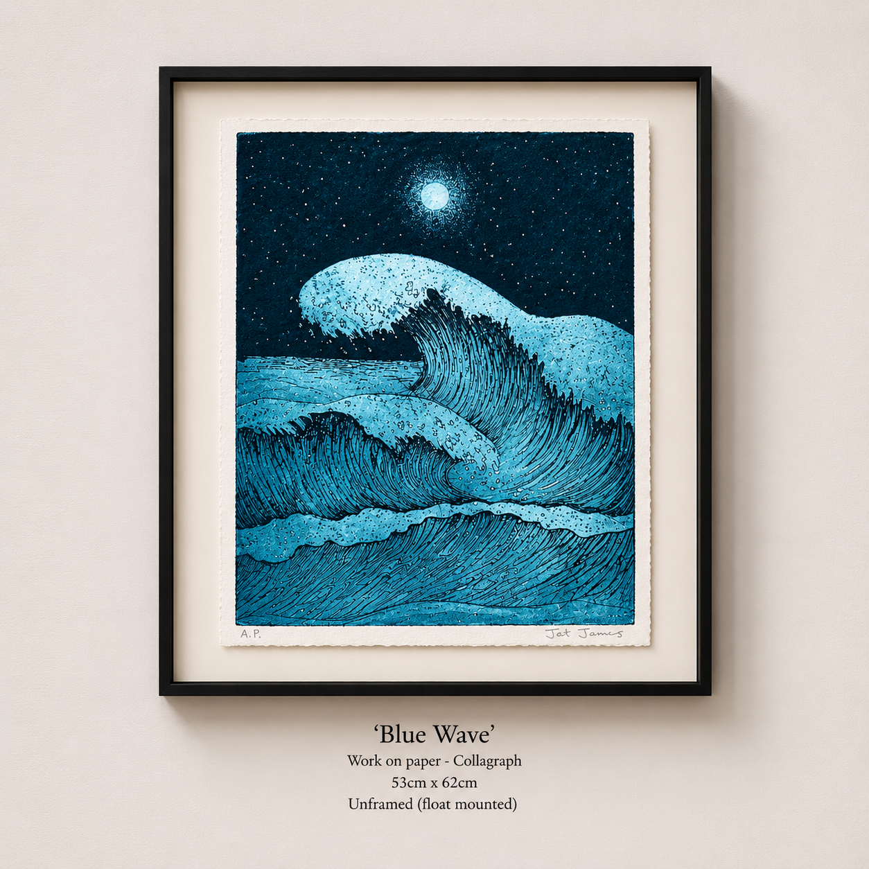 'Blue  Wave' Original Collagraph