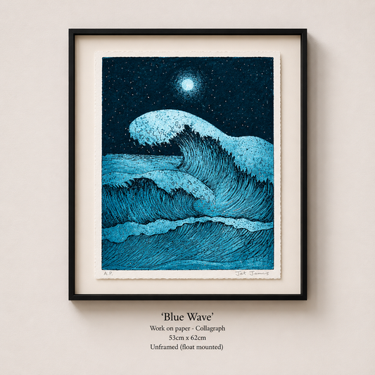 'Blue  Wave' Original Collagraph