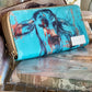 Blue Calf double zipper Wallet