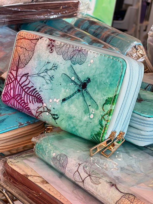 Ocean Dragonfly  double zipper Wallet