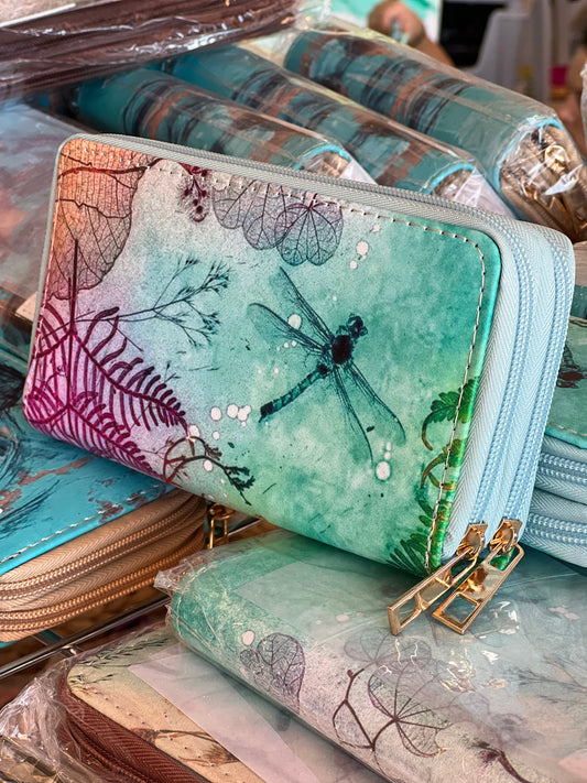 Ocean Dragonfly  double zipper Wallet