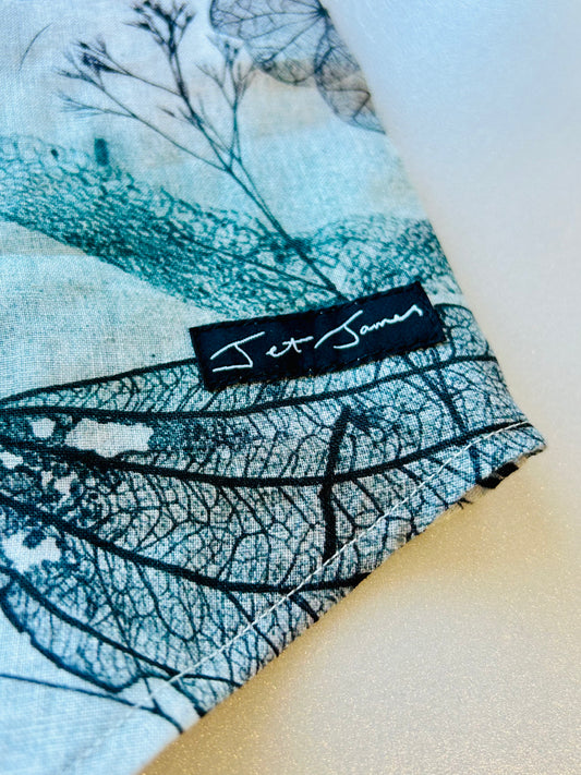 Linen Black and White Dragonfly Shirt