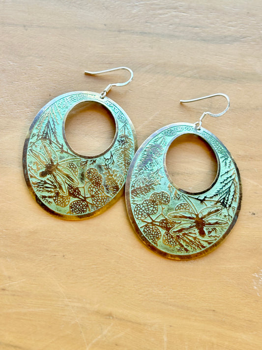 Etched Dragonfly Earrings