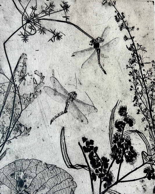 'Dual Dragonfly - Black and White" Original Artwork