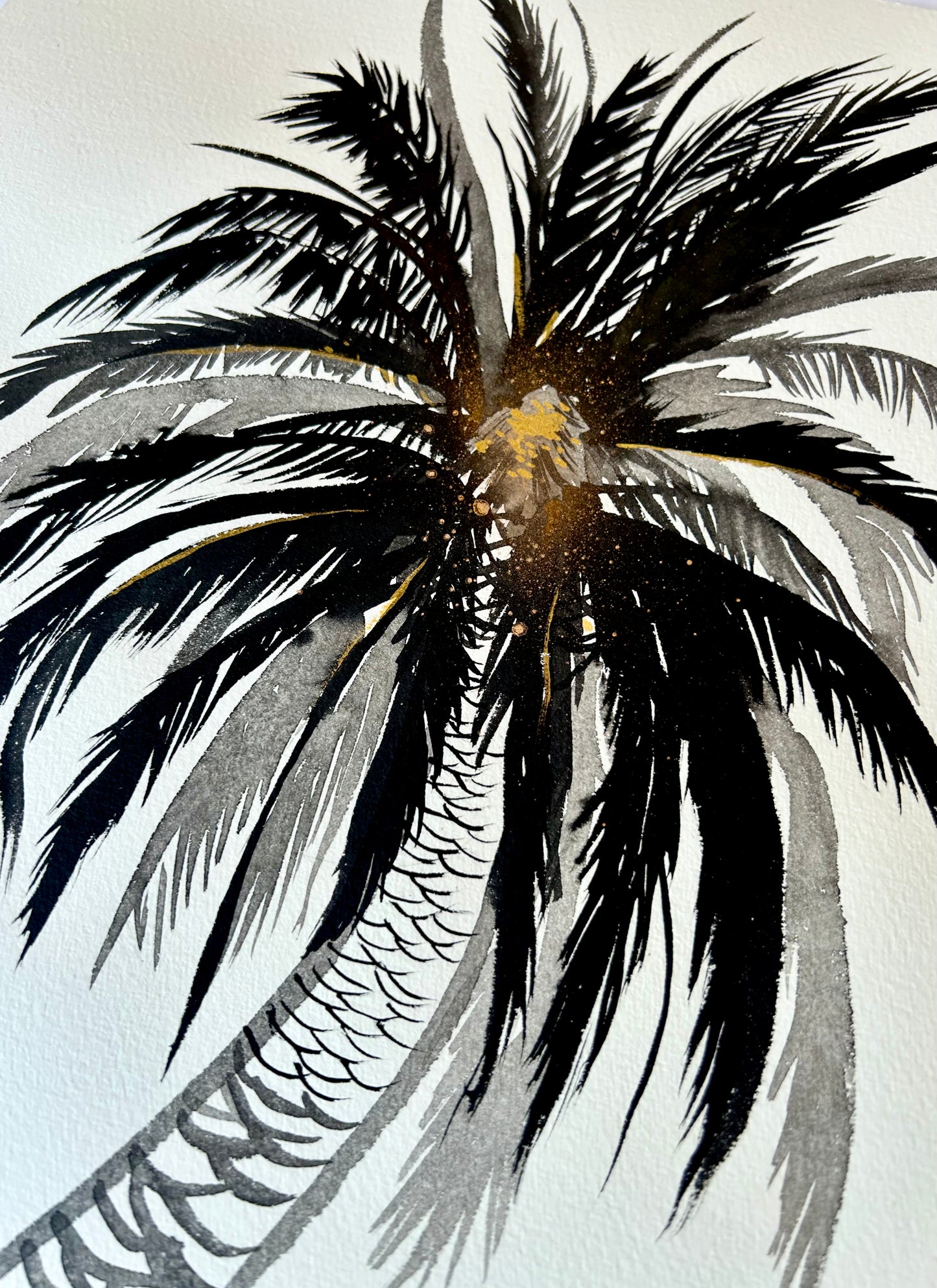 Original Black and White Palm Drawing #3