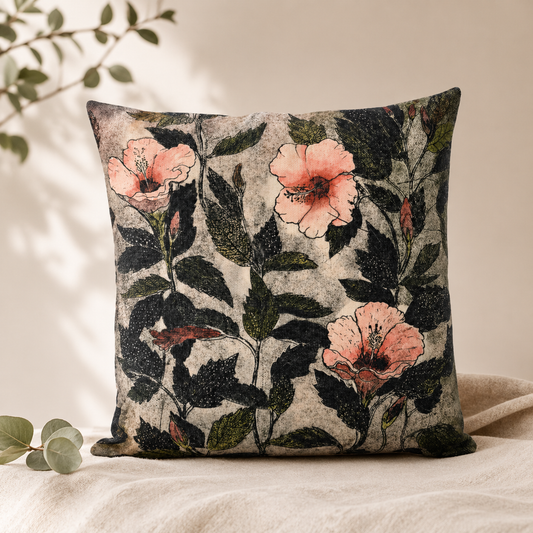 Dark Hibiscus Cushion Cover