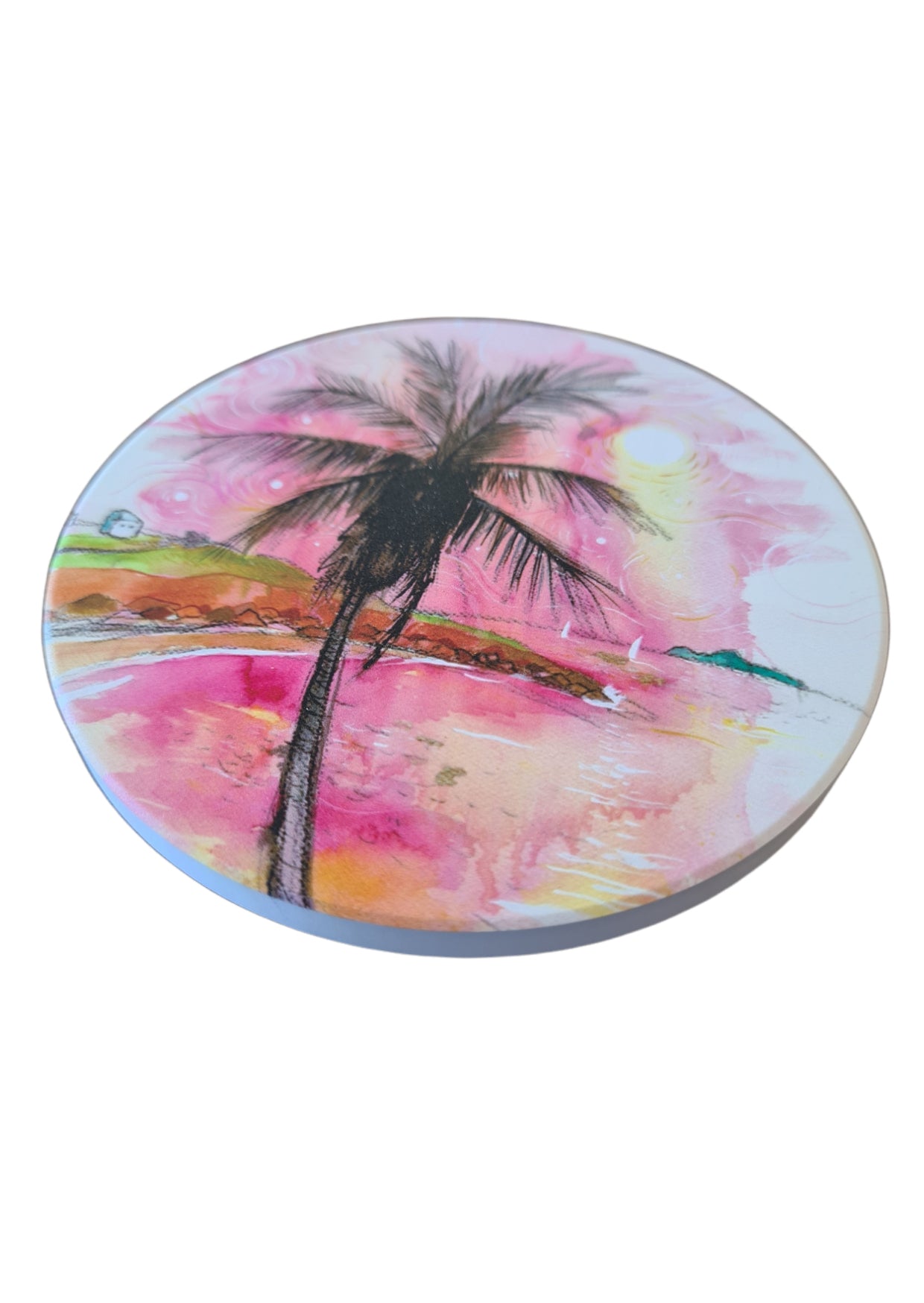 Pink Palm Ceramic Coaster