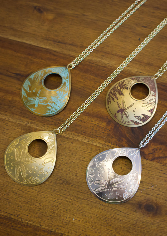 Etched Brass Metal Necklace