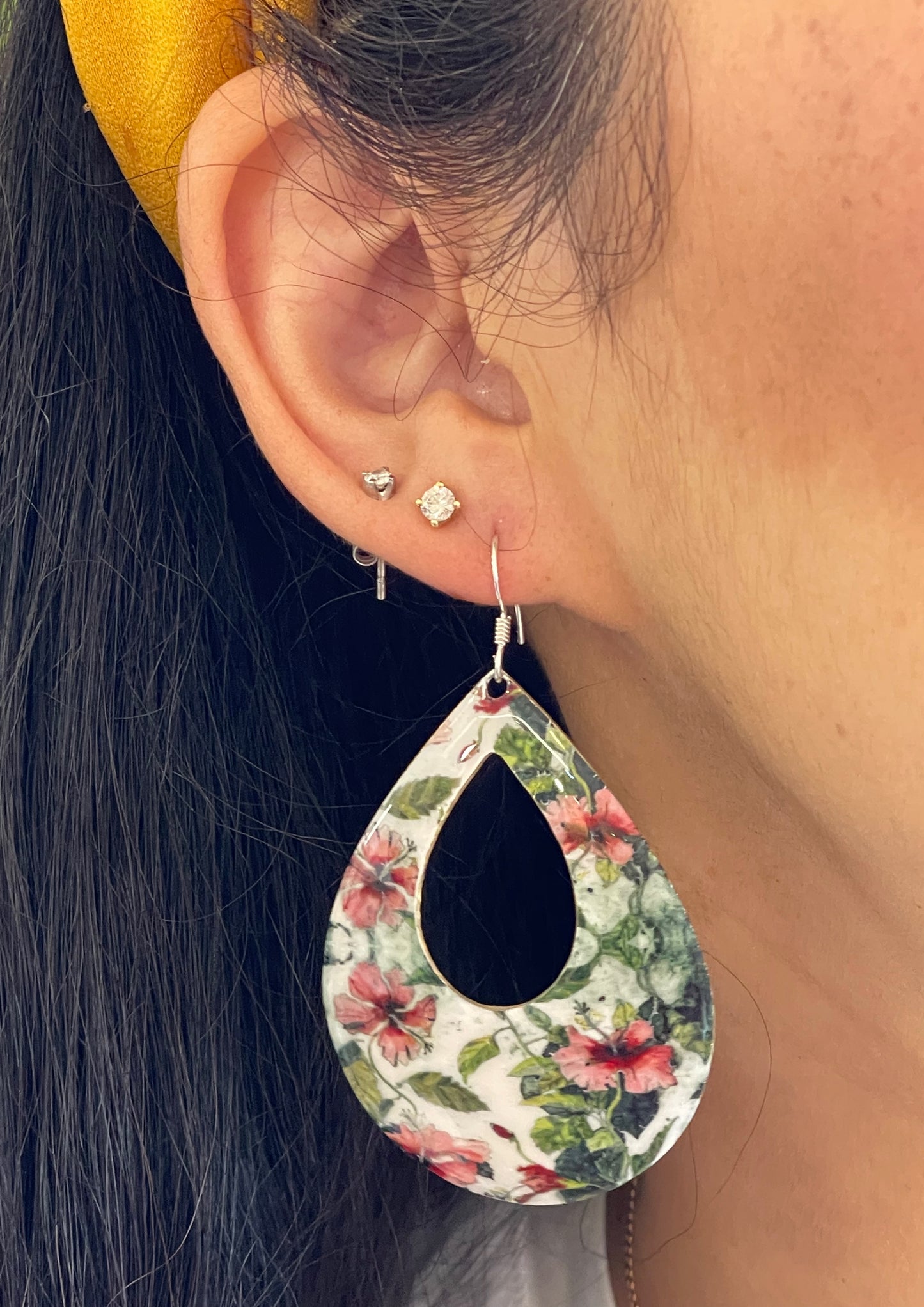 Handmade Metal Earrings - Hibiscus