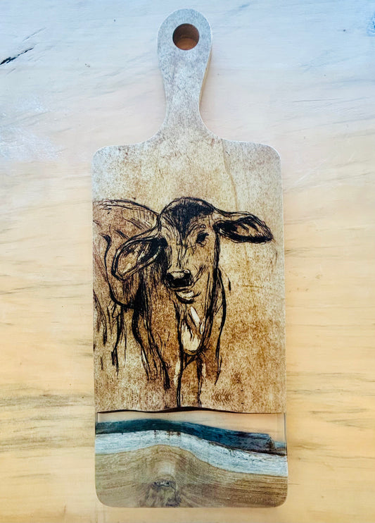 Wood and Resin Serving Board - Brown Calf