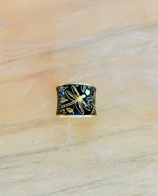 Etched Dragonfly Ring Cuff