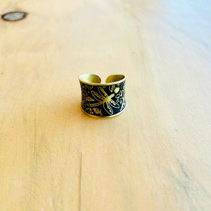 Etched Dragonfly Ring Cuff