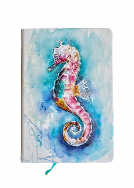 Unlined Notebook - Pink Seahorse
