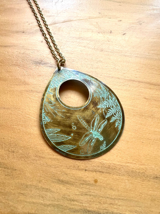 Etched Brass Metal Necklace