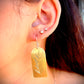 Etched Brass Metal Earrings - Byfield Fern Rectangle