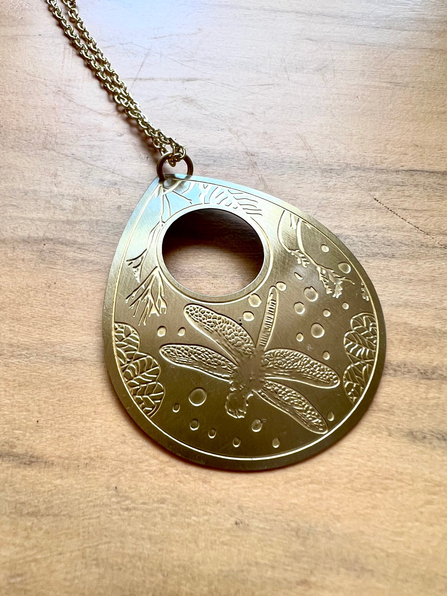 Etched Brass Metal Necklace
