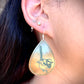 Etched Brass Metal Earrings - Blue Wren