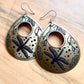 Etched Brass Metal Earrings - Large Dragonfly