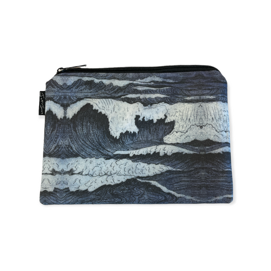 Canvas Zipper Pouch - Dark Waves