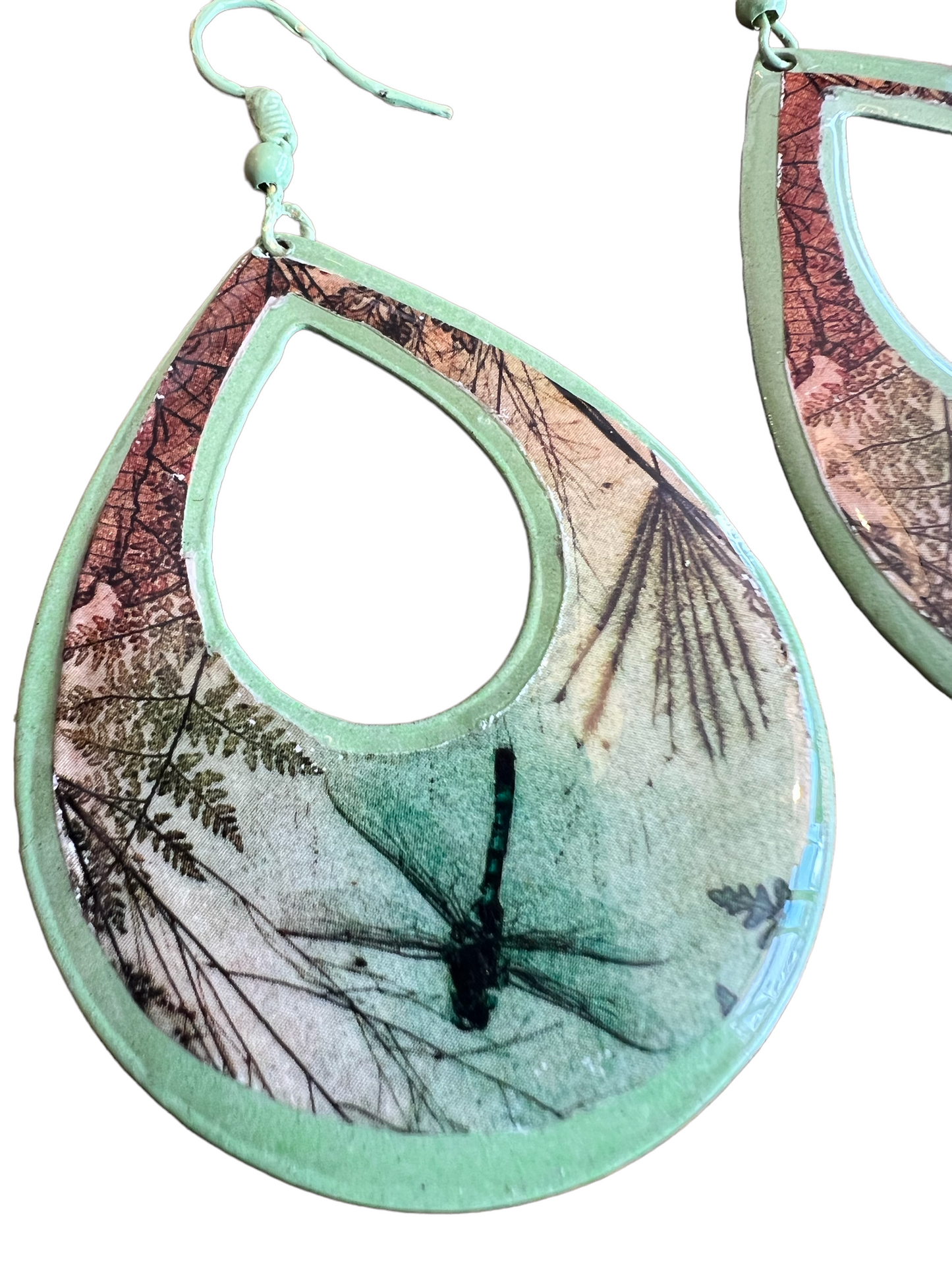 Handmade Metal Earrings - Forest Dragonfly