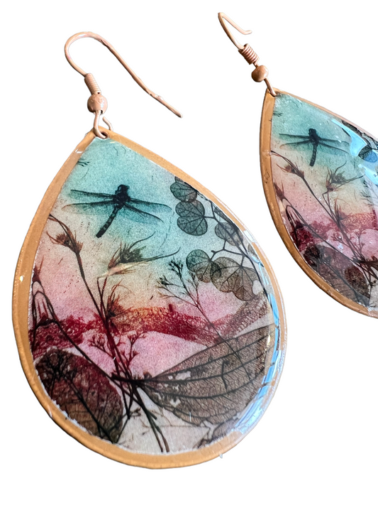 Handmade Metal Earrings - Rustic Dragonfly