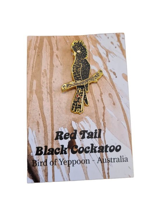 Red-Tailed Black Cockatoo Pin Badge
