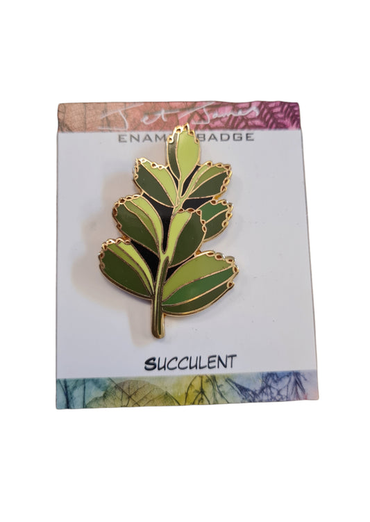 Green Succulent Pin Badge