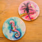 Pink Palm Ceramic Coaster