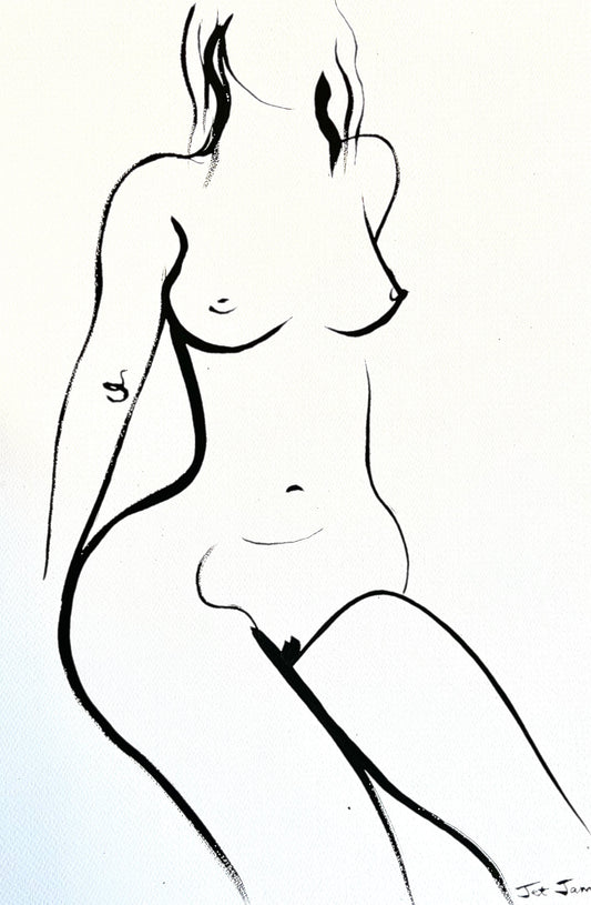 Black and White Nude Ink Drawing